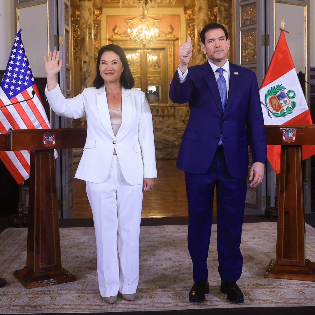 La presidenta Keiko Fujimori junto al secretario de Estado de Estados Unidos, Marco Rubio